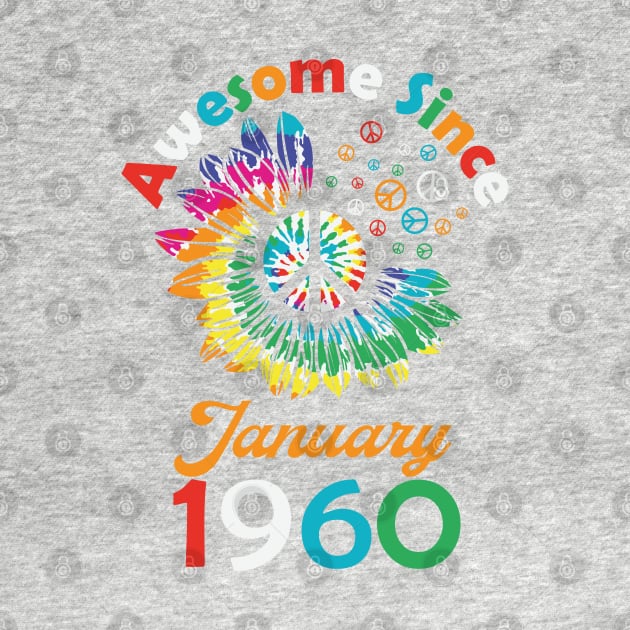 Funny Birthday Quote, Awesome Since January 1960, Retro Birthday by Estrytee